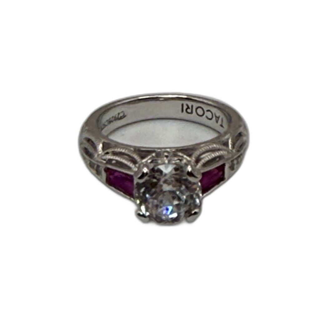 Tacori 925 Sterling Silver Cubic Zirconia Ring Silver Designer Ring Size 6